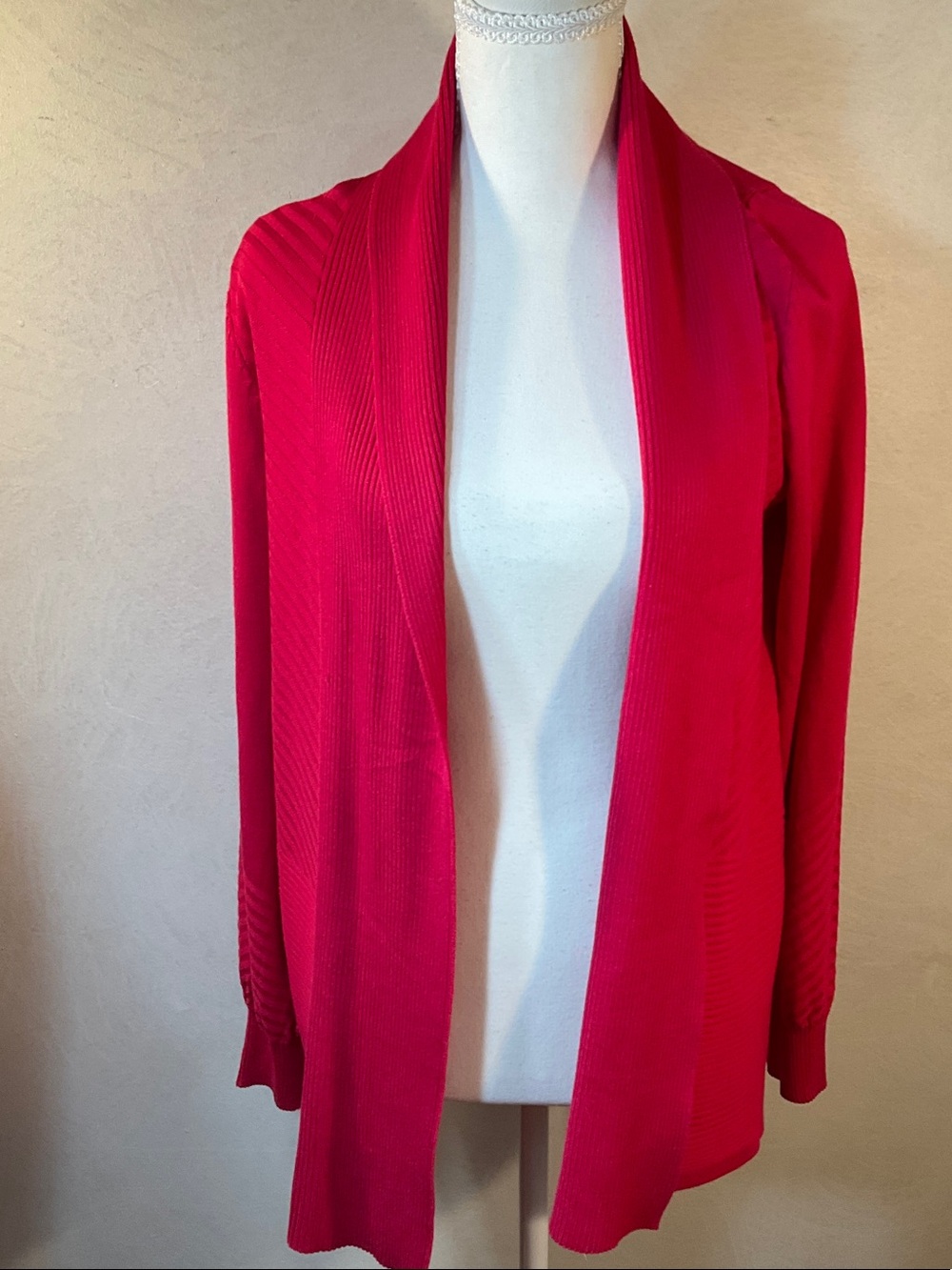 Liz Claiborne Open-Front Red Cardigan